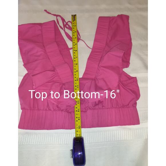 Bright Pink Peasant Maxi Dress 2pc L Tiered Boho Whimsigoth Ruffles Cropped - Picture 12 of 16